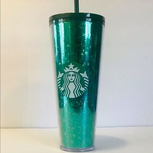 Starbucks 2019 Sparkly Dark Green Christmas 24 oz Cold Cup